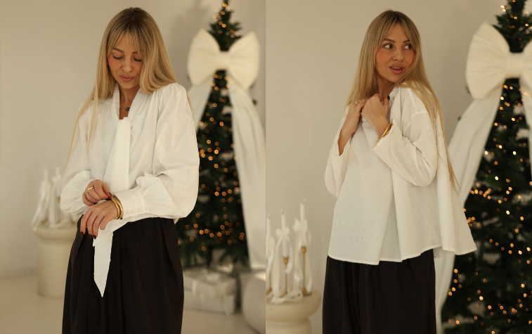Elegancka koszula damska czy casual? Propozyjce na świąteczny obiad.