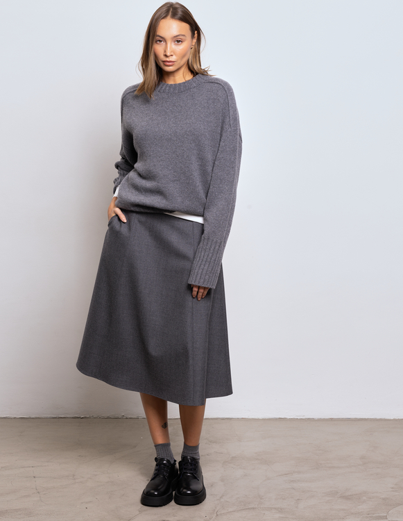 WEŁNIANA SPÓDNICA SPLIT GREY