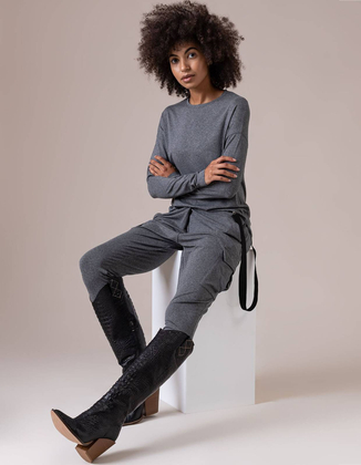 DARK GREY PANTS WITH SUSPENDERS