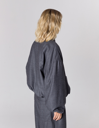 WEŁNIANA KURTKA BOMBER GREY