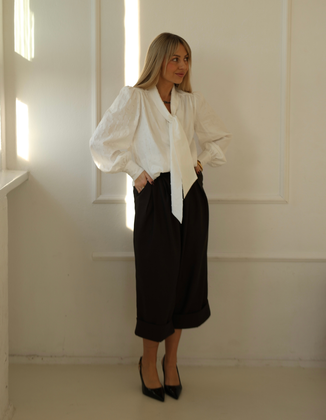 WEŁNIANE SPODNIE MORGAN BROWN