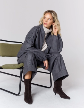 WEŁNIANA KURTKA BOMBER GREY