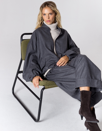 WEŁNIANA KURTKA BOMBER GREY