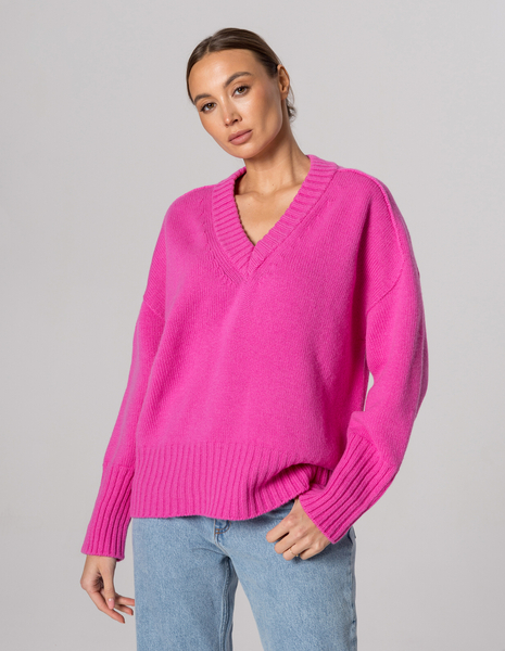 SWETER FREY PINK, WEŁNA/KASZMIR
