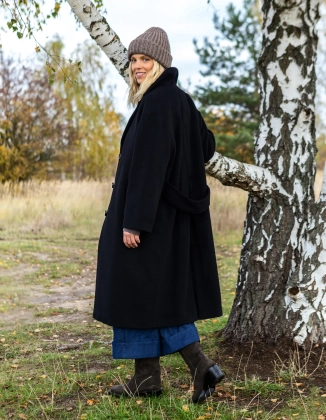 PŁASZCZ HUGO BLACK WEŁNA/KASZMIR