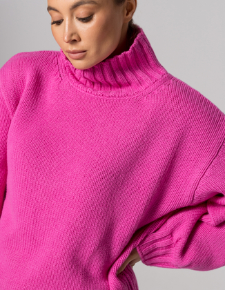 PÓŁGOLF MONK PINK, WEŁNA/KASZMIR