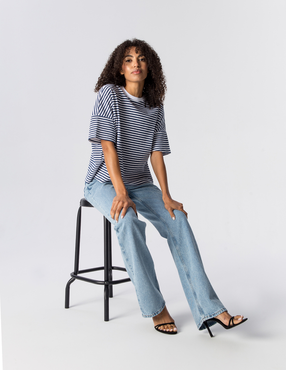 T-SHIRT ERIN WHITE/NAVY