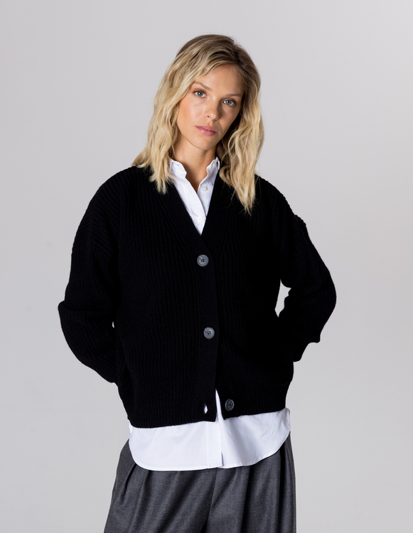 KARDIGAN BEST BLACK WEŁNA/KASZMIR