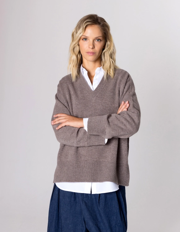 SWETER JENNE LATTE BEIGE WEŁNA/KASZMIR