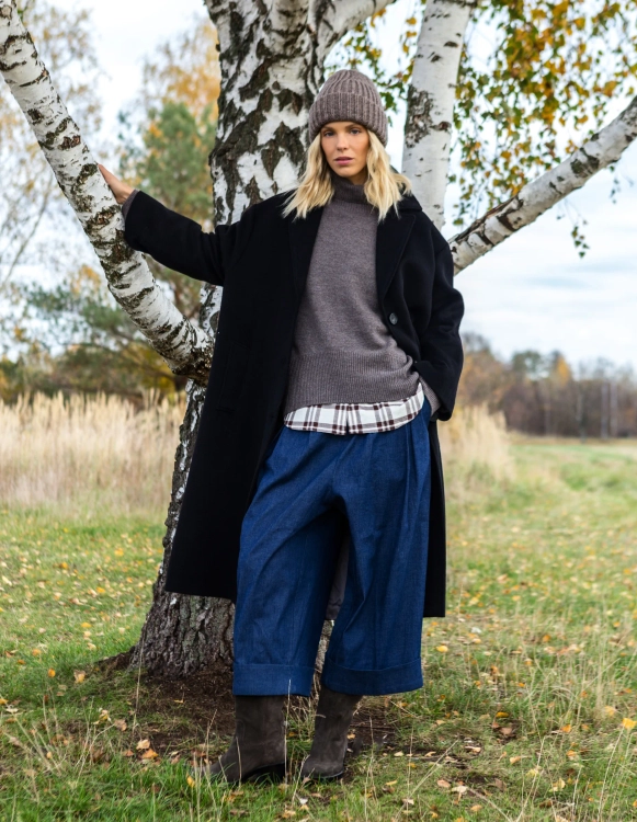 PŁASZCZ HUGO BLACK WEŁNA/KASZMIR