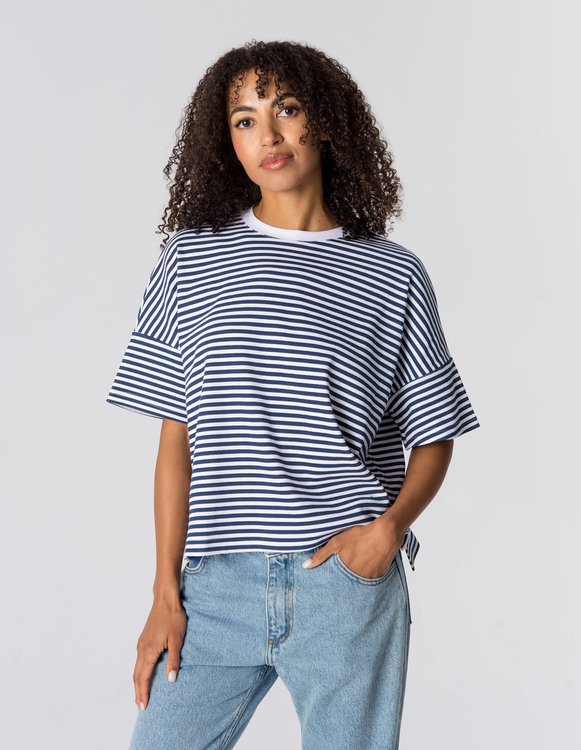 T-SHIRT ERIN WHITE/NAVY