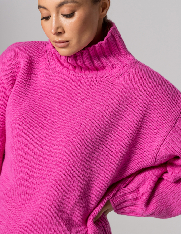 PÓŁGOLF MONK PINK, WEŁNA/KASZMIR