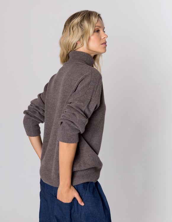 GOLF FIDEL DARK BEIGE WEŁNA/KASZMIR