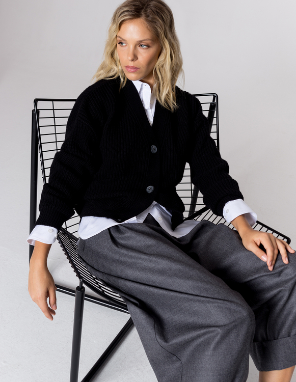 KARDIGAN BEST BLACK WEŁNA/KASZMIR