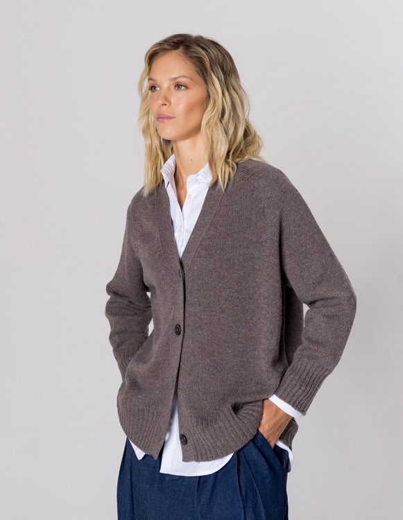 KARDIGAN EMMA DARK BEIGE WEŁNA/KASZMIR