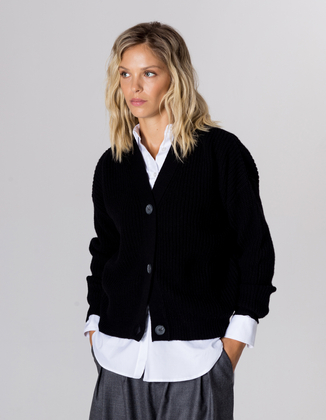 KARDIGAN BEST BLACK WEŁNA/KASZMIR