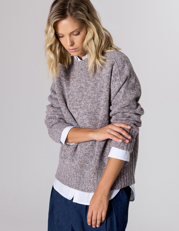 SWETER CLUB BEIGE MIX WEŁNA/KASZMIR
