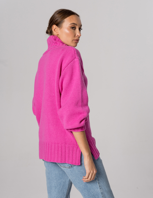 HALF-GOLF MONK PINK, WOOL/CASHMERE
