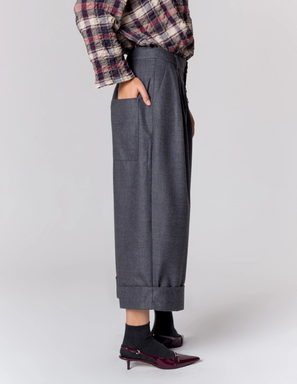 WEŁNIANE SPODNIE MORGAN GREY