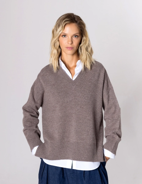SWETER JENNE LATTE BEIGE WEŁNA/KASZMIR