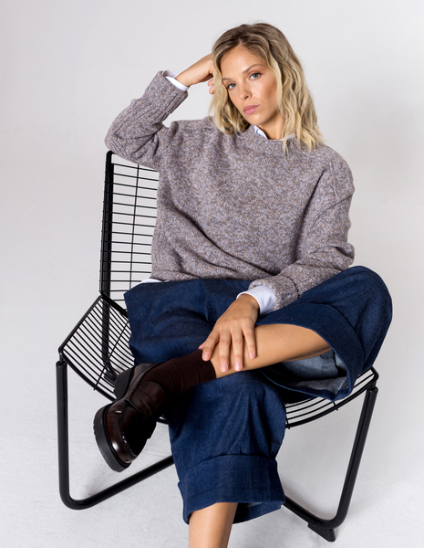 SWETER CLUB BEIGE MIX WEŁNA/KASZMIR