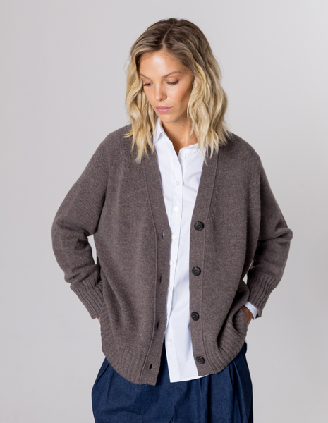 KARDIGAN EMMA DARK BEIGE WEŁNA/KASZMIR