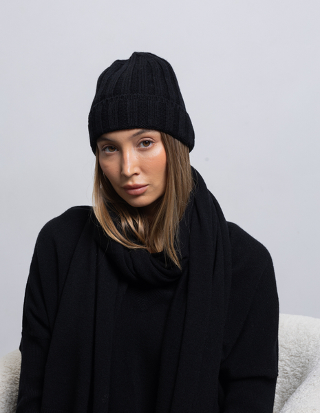 TOMMY BLACK SHAWL, WOOL/CASHMERE