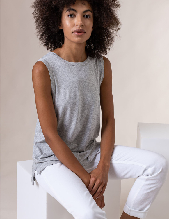 LIGHT GREY TOP WITH WIDE STRAPS