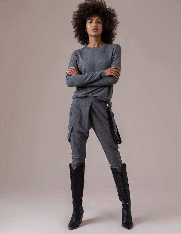 DARK GREY PANTS WITH SUSPENDERS