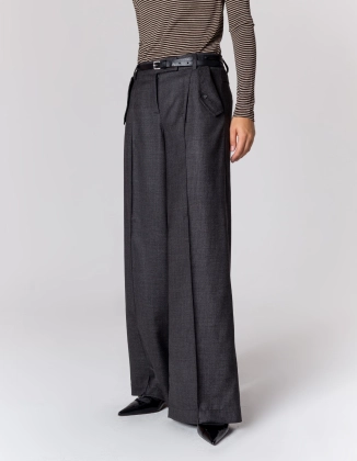 WEŁNIANE SPODNIE REMI DARK GREY