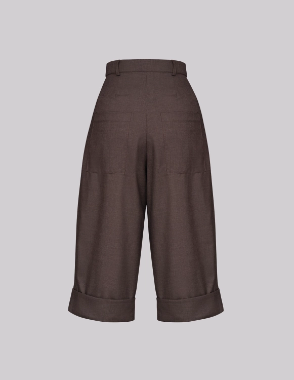 WEŁNIANE SPODNIE MORGAN BROWN