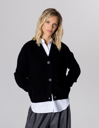 KARDIGAN BEST BLACK WEŁNA/KASZMIR