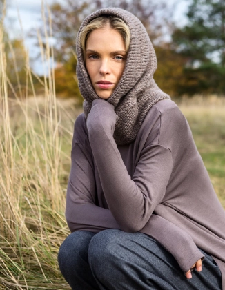 BALACLAVA WOLLY BROWN WEŁNA/BAWEŁNA