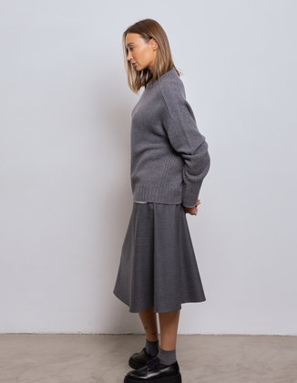 WEŁNIANA SPÓDNICA SPLIT GREY