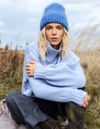 PÓŁGOLF MONK SKY, WEŁNA/KASZMIR