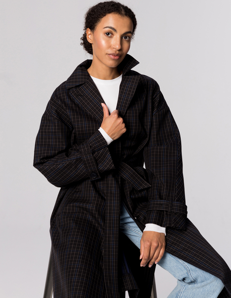 COTTON YORK CHECK TRENCH