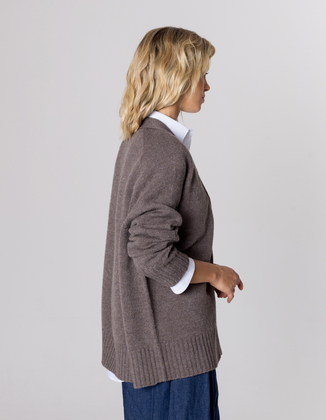 KARDIGAN EMMA DARK BEIGE WEŁNA/KASZMIR
