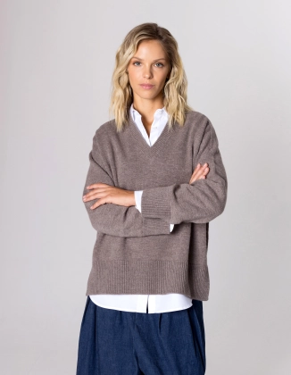 SWETER JENNE LATTE BEIGE WEŁNA/KASZMIR