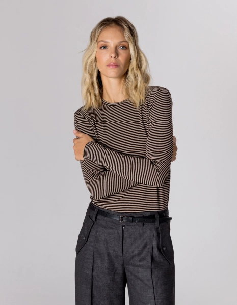 LONGSLEEVE KLARA BLACK STRIPES WISKOZA/ELASTAN