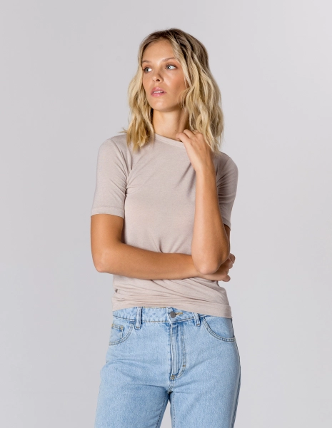 T-SHIRT LIA BEIGE WISKOZA/KASZMIR