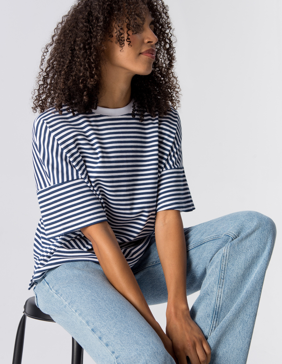 T-SHIRT ERIN WHITE/NAVY