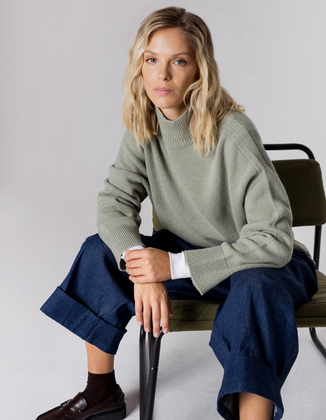 SWETER BRUCE MINT WEŁNA/KASZMIR