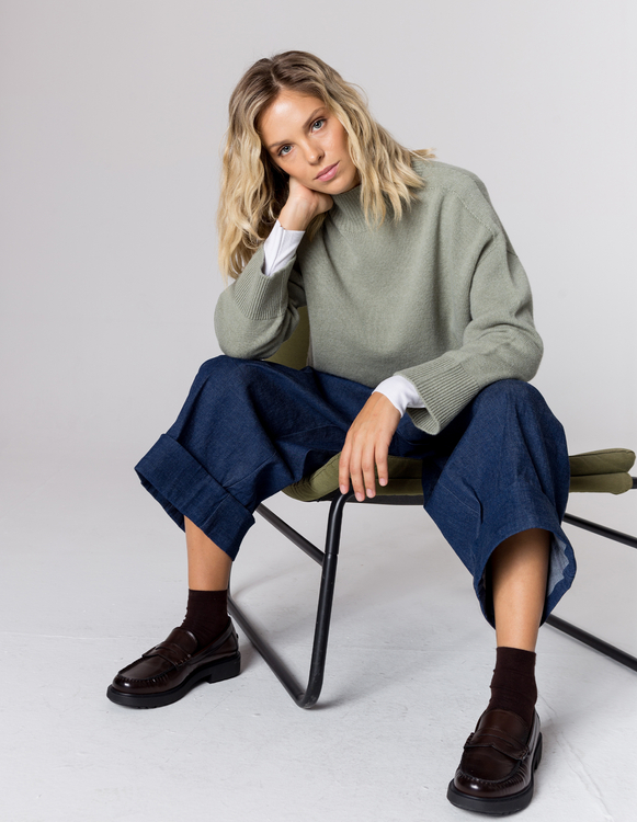 SWETER BRUCE MINT WEŁNA/KASZMIR