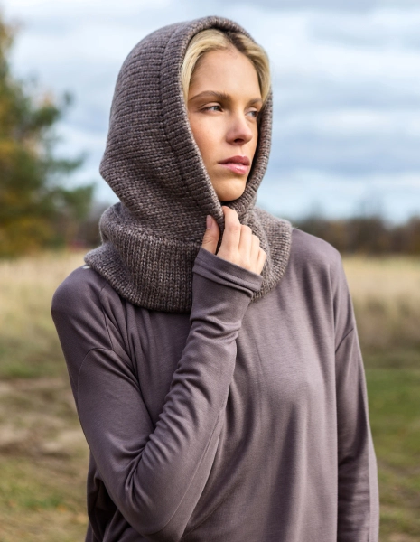 BALACLAVA WOLLY BROWN WEŁNA/BAWEŁNA