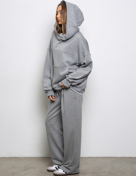 COTTON HOODED SWEATSHIRT SANTIAGO GREY