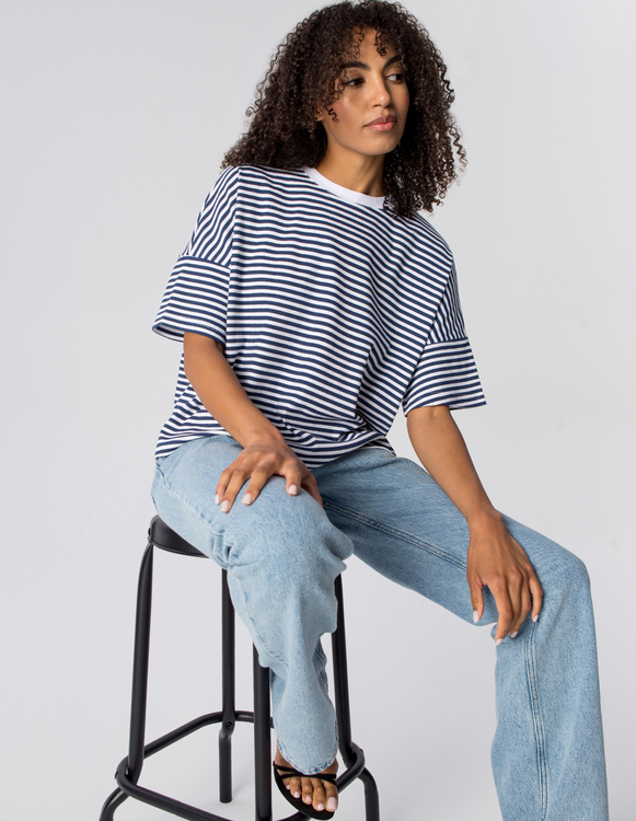 T-SHIRT ERIN WHITE/NAVY