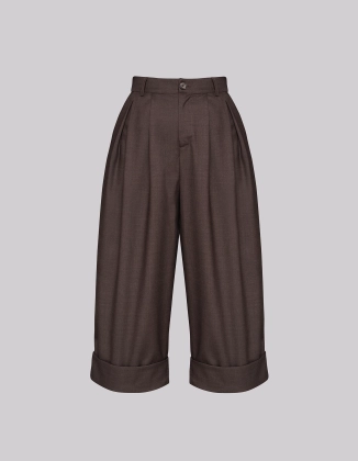 WEŁNIANE SPODNIE MORGAN BROWN