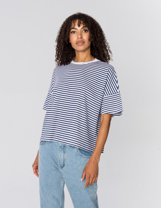 T-SHIRT ERIN WHITE/NAVY