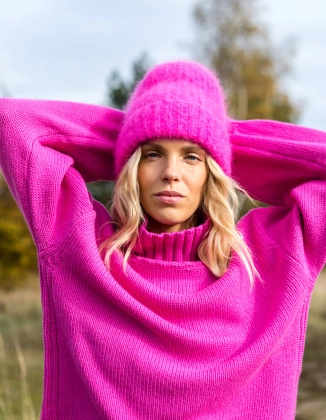 PÓŁGOLF MONK PINK, WEŁNA/KASZMIR