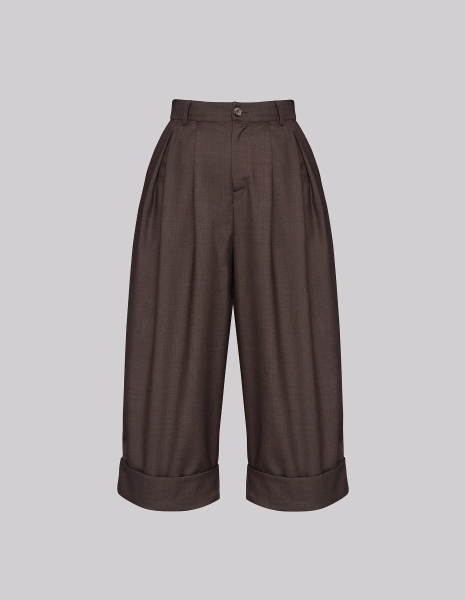 WEŁNIANE SPODNIE MORGAN BROWN